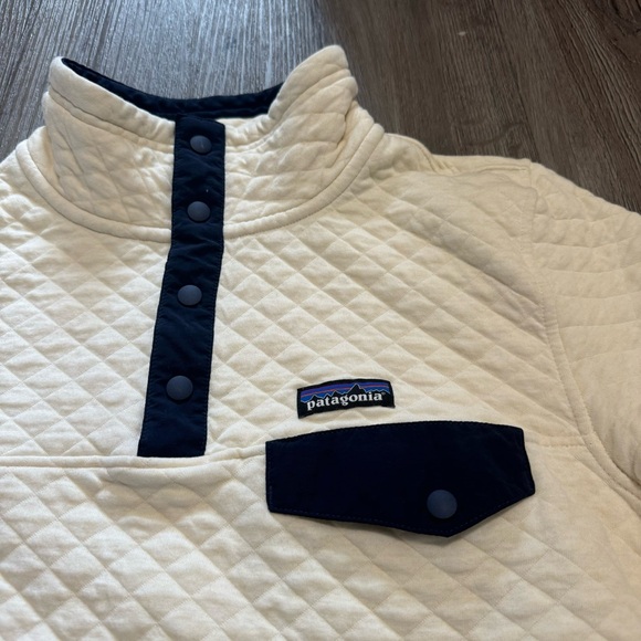 Patagonia Organic Cotton Quilted Snap-T Pullover Blue/White/Cream Style #25281 - Picture 2 of 12